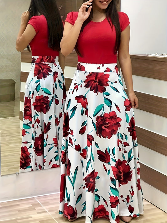 robe rouge fleuris